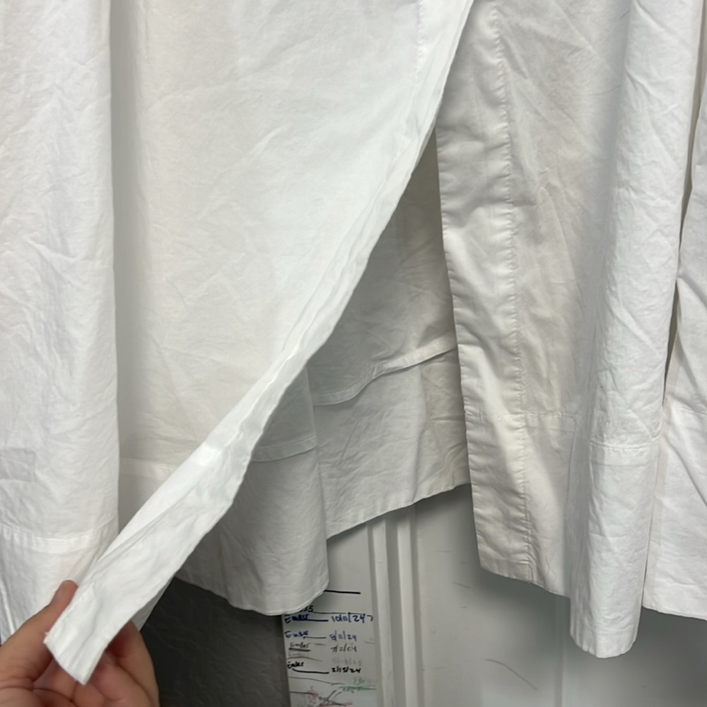 EVERLANE EASY BUTTON FRONT WHITE MIDI  SKIRT SIZE XL - Picture 5 of 16